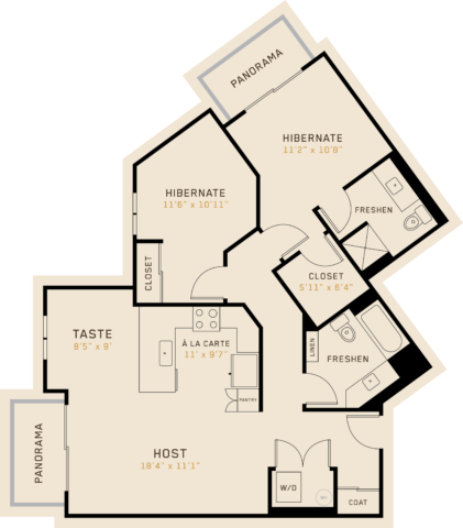 B2K floor plan featuring 2 bedrooms, 2 bathrooms, and is 1,082 square feet